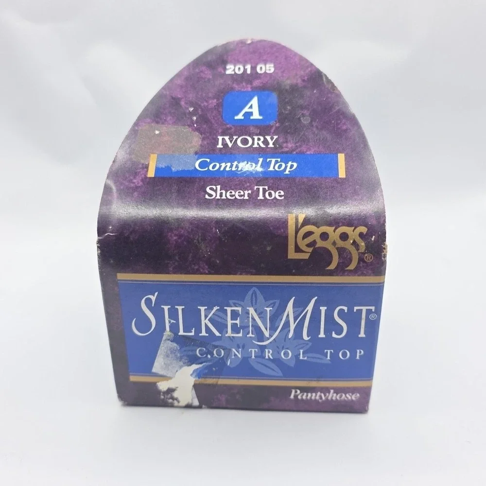 4 Pair Vintage L'eggs Silken Mist Control Top Sheer Toe Size A Ivory Pantyhose